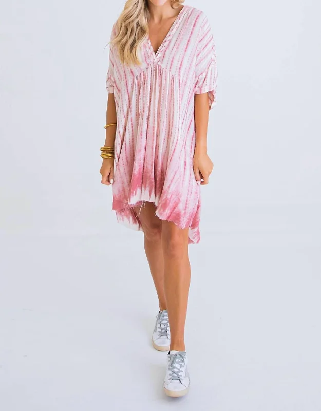 Tie Dye V Neck Dress In Multi Denim unclassified dresses