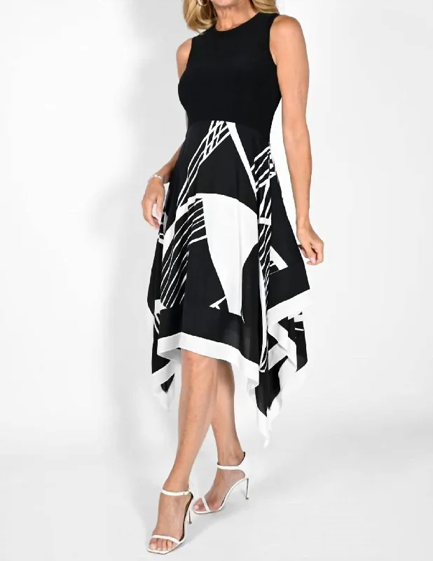 Woven Dress In Black/off White Wedding guest unclassified dresses
