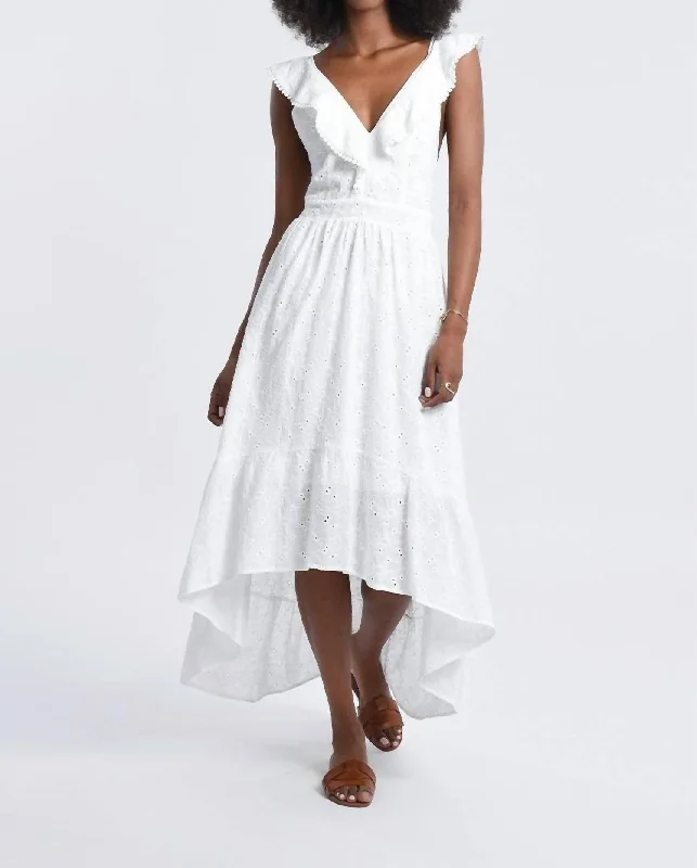 Eyelet High-Low Dress In White Comfortable unclassified dresses
