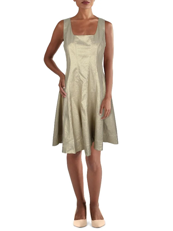 Plus Womens Metallic Knee Fit & Flare Dress Corset unclassified dresses