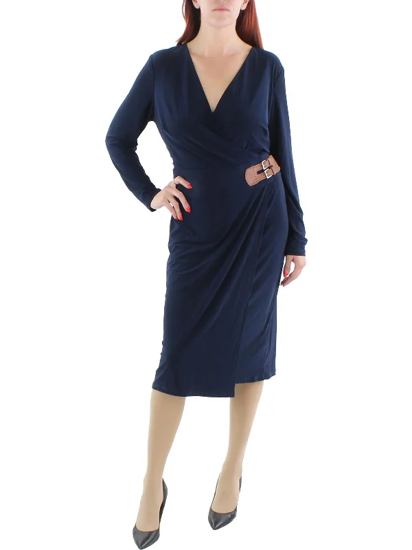 Womens Belted Jersey Wear to Work Dress Backless unclassified dresses