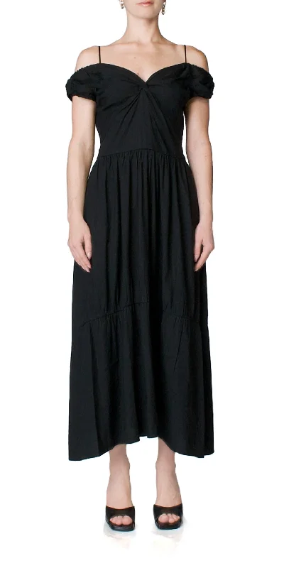 Off Shoulder Twist Front Dress In Black Casual unclassified dresses