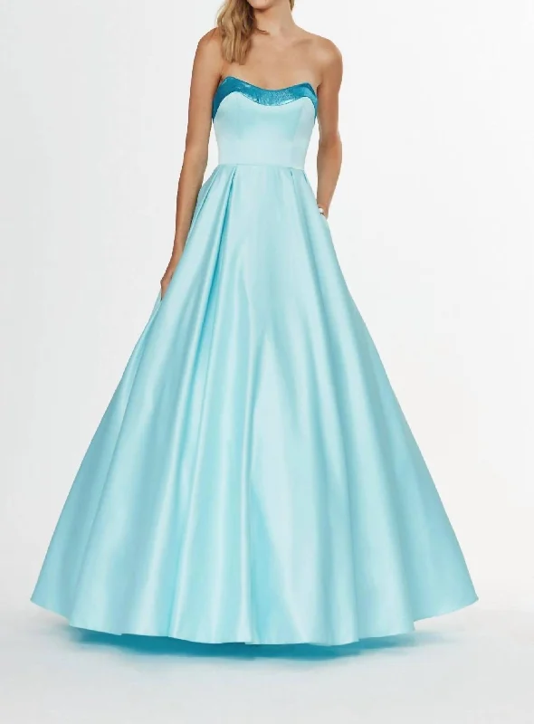 Strapless Satin Ballgown In Bahama Breeze Unique unclassified dresses