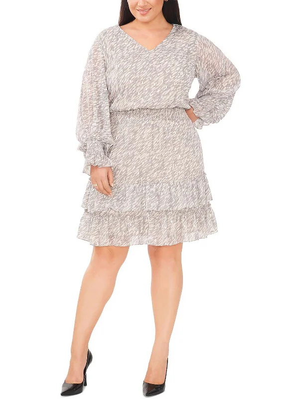 Plus Womens V-Neck Knee Shift Dress Street style unclassified dresses