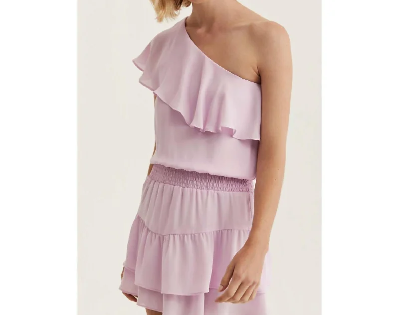 One Shoulder Ruffle Dress In Lavender Cocktail unclassified dresses