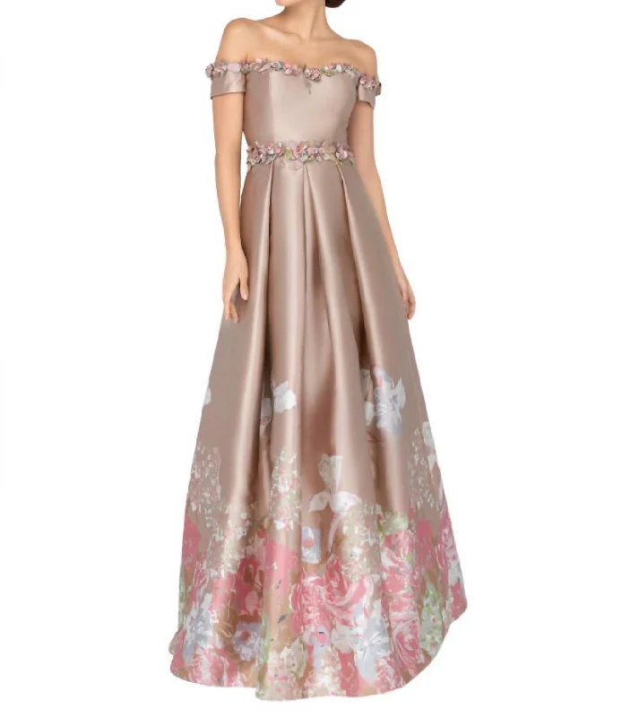 Off Shoulder Gown In Champagn/pale Pink Elegant unclassified dresses
