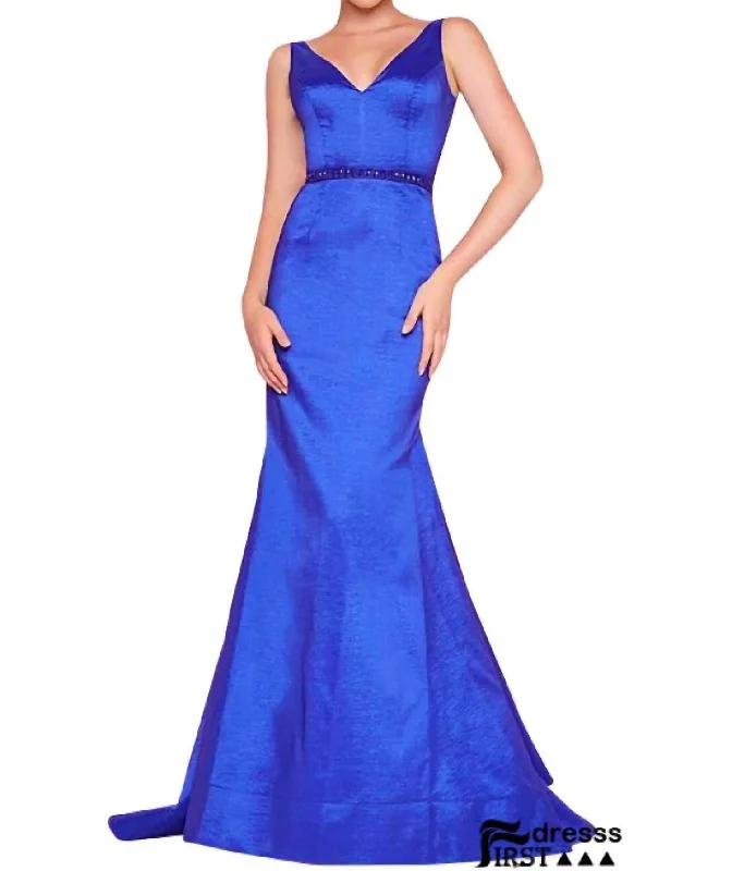 Open Back Mermaid Gown In Royal Chic unclassified dresses
