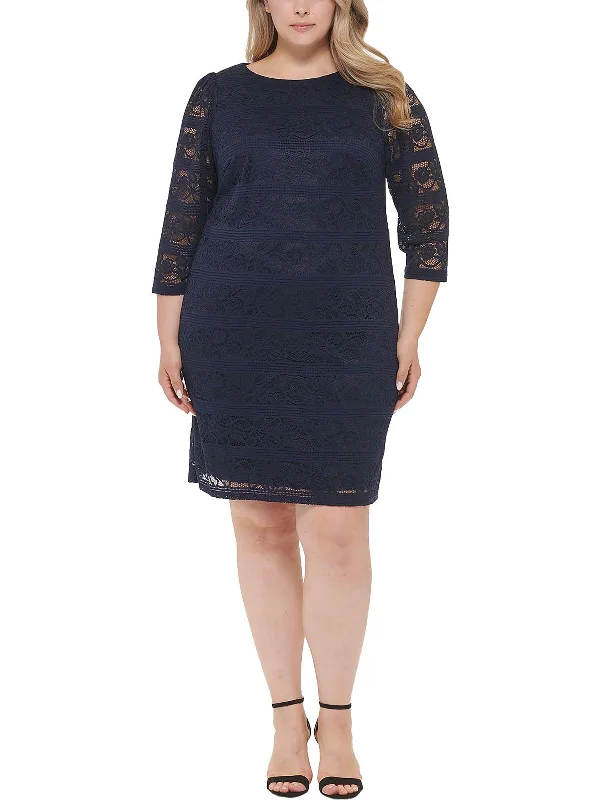 Plus Womens Causal Eyelet Sheath Dress Beach unclassified dresses