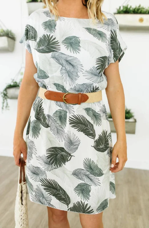 Giorgia Palm Dress In Off White Striped unclassified dresses