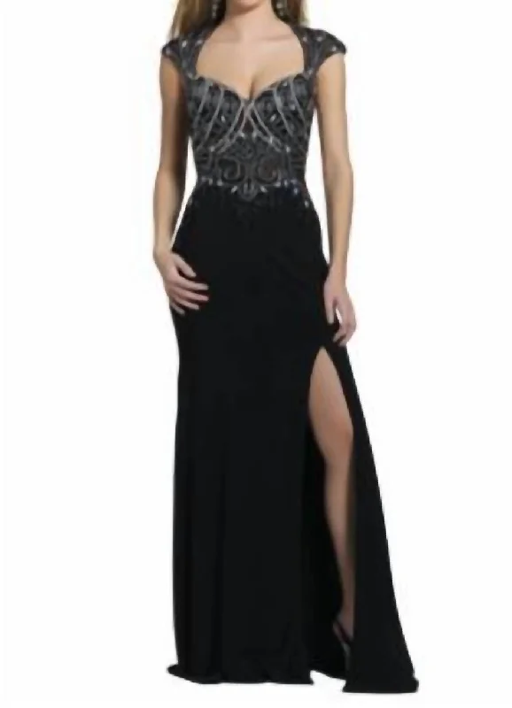 Beaded Evening Gown In Black Everyday wear unclassified dresses
