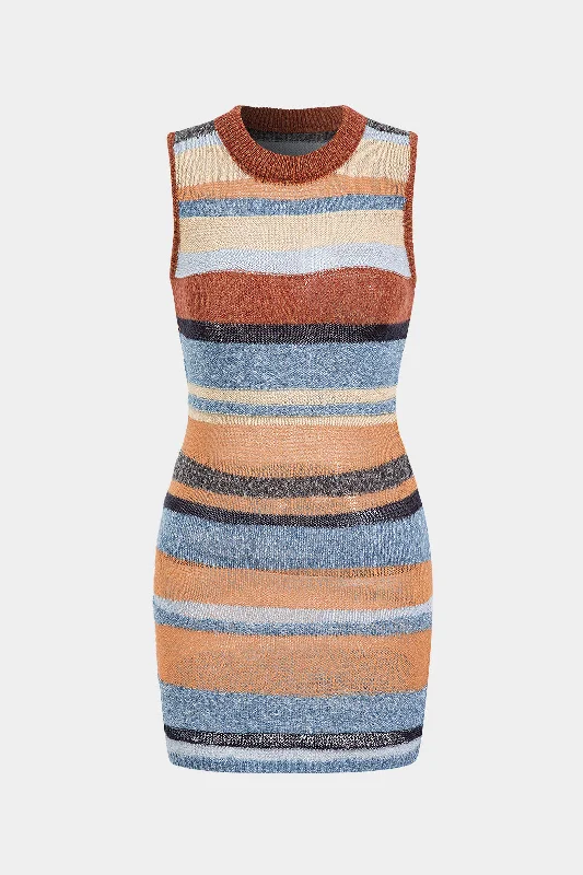 Color Block Print Knit Cut Out Sleeveless Dress Date night unclassified dresses