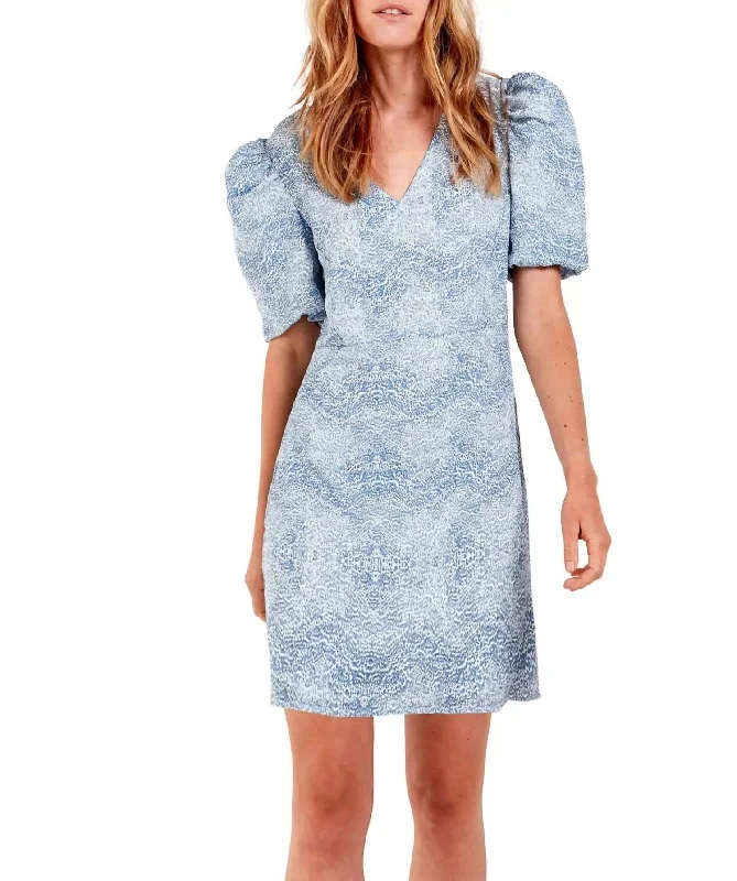 Ischia Print Dress In Blue Breathable unclassified dresses