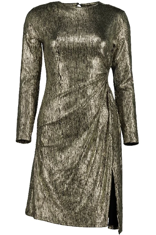 Angelina Cut Out Dress In Gold Metallic Lace unclassified dresses