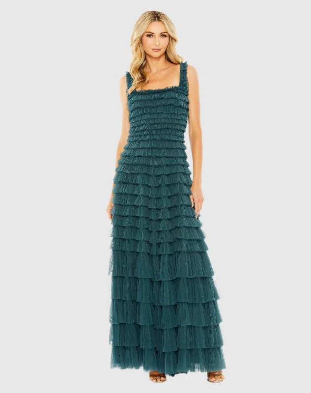 Ruffle Layered Tea Length Dress Winter unclassified dresses