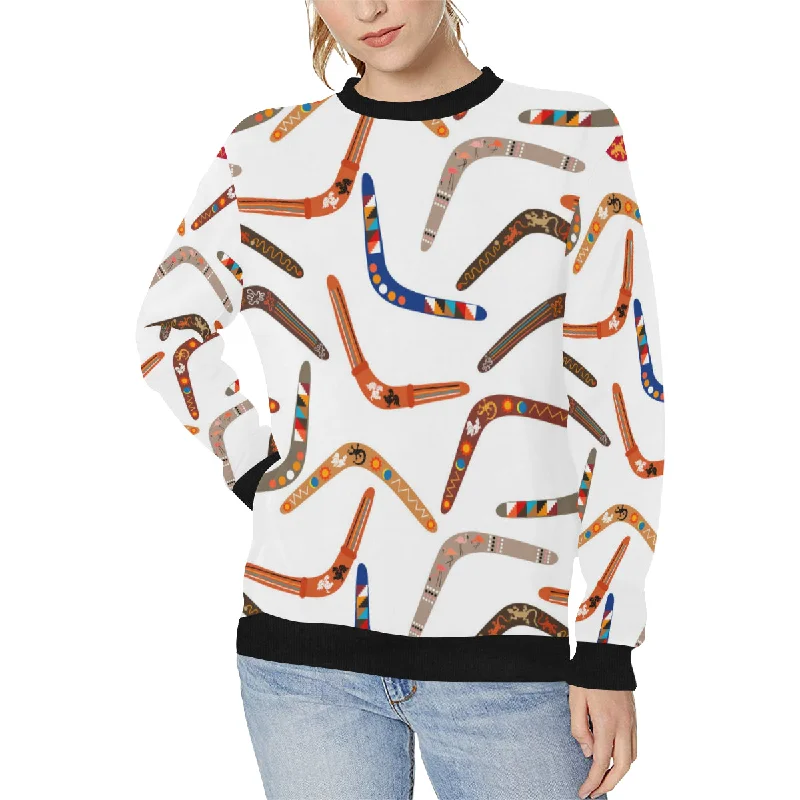 Boomerang Australian aboriginal ornament pattern Women's Crew Neck Sweatshirt Zip-up Sweatshirt Look