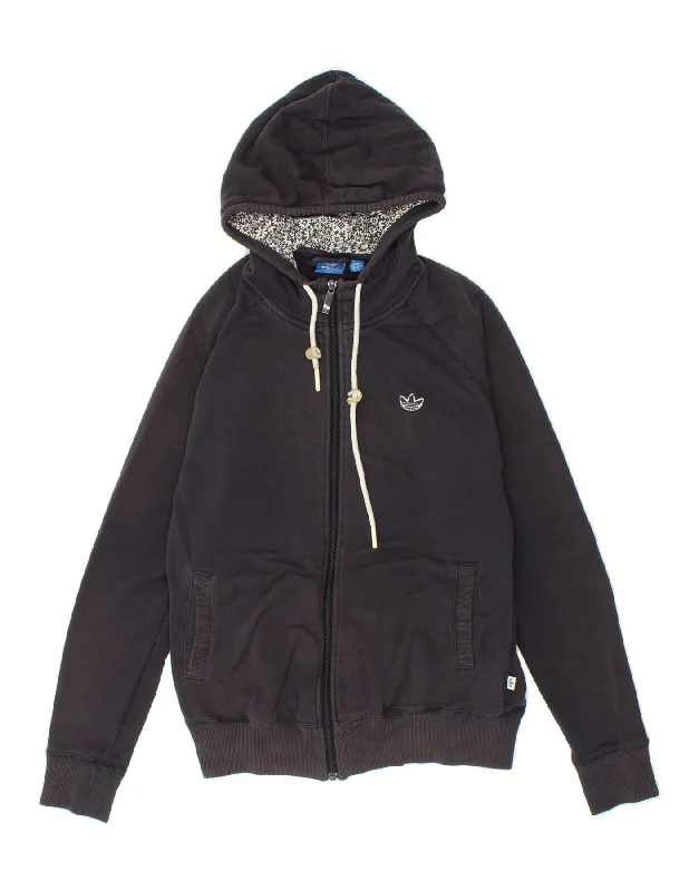 ADIDAS Womens Zip Hoodie Sweater UK 14 Large Black Cotton Classic sweaters