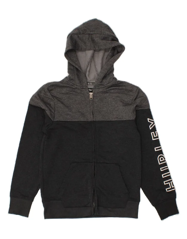 HURLEY Womens Graphic Zip Hoodie Sweater UK 12 Medium Grey Colourblock Levi's sweaters