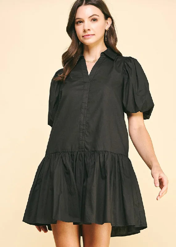 Pinch Marianna Tiered Mini Dress- Black Comfortable mini dresses for everyday wear