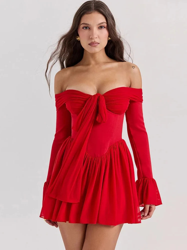 Tie Front Strapless Corset Mini Dress Preppy mini dresses