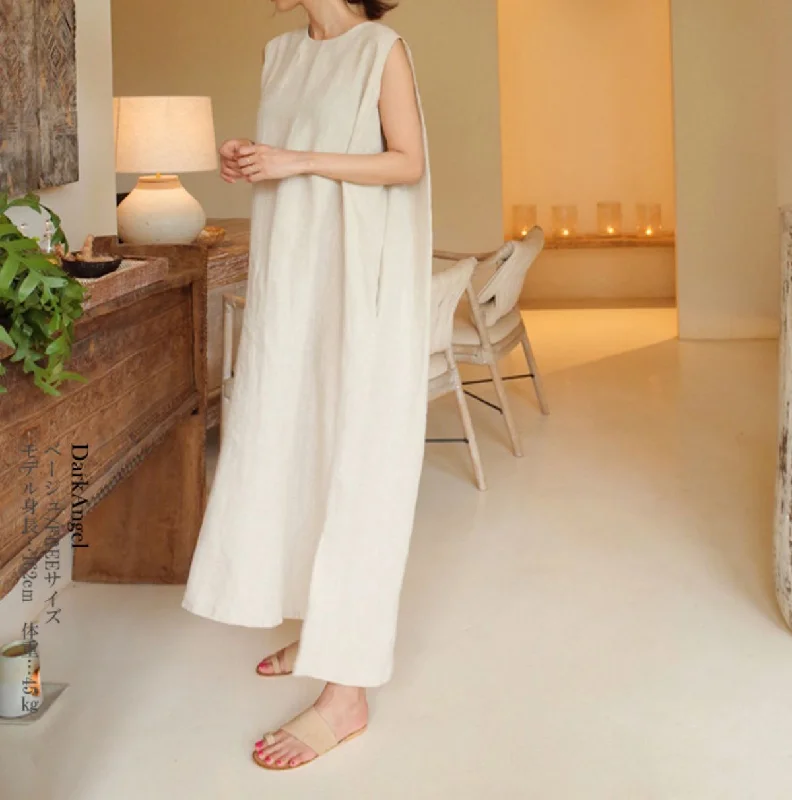 Casual Linen Summer Long Cozy Dresses Chiffon maxi dresses