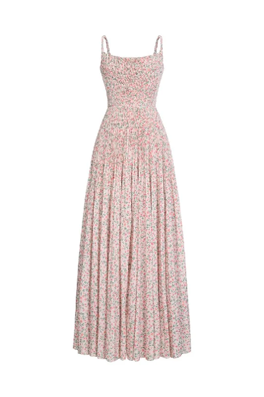 FLORAL PLEATED MAXI DRESS Vintage maxi dresses