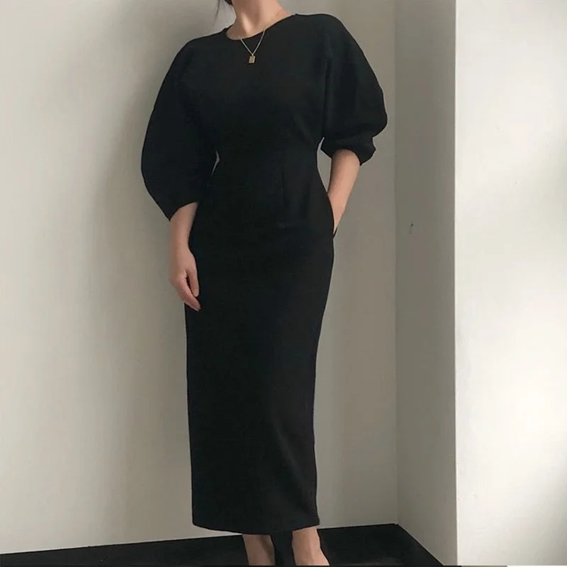 Elegant Ladies Office Dress Fashion Sexy Solid Color Dress Women Slim Midi Dress Vestidos OL Anniversary midi dresses