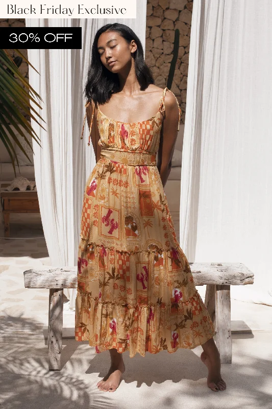 Noosa Golden Midi Dress Trendy midi dresses under $50