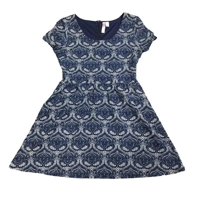Blue & White Dress Casual Short Alya, Size L--Boho Mini Skirt