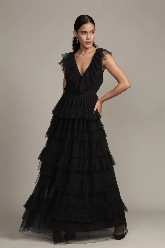 Alexandra Black Tulle Maxi Dress Button-down Maxi Skirt