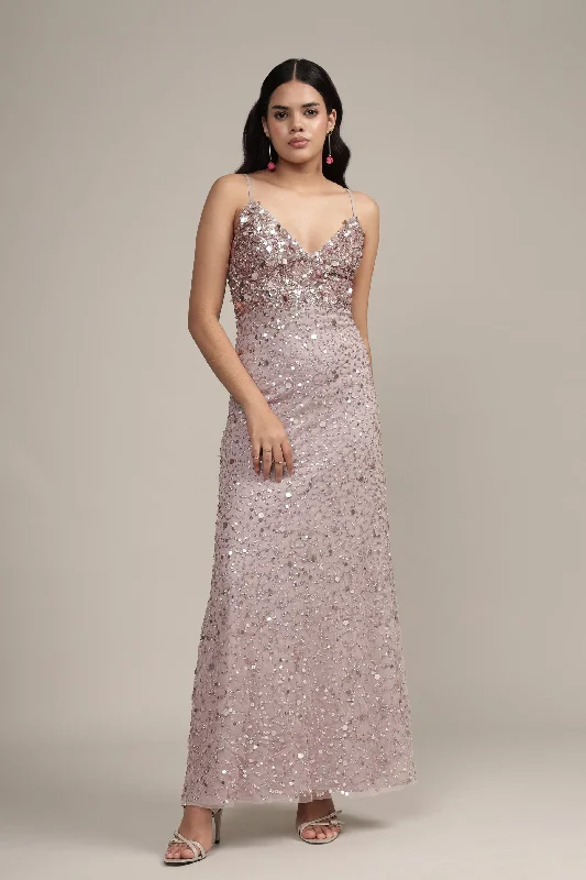 Betty Beaded Champagne Maxi Dress Summer Maxi Skirt