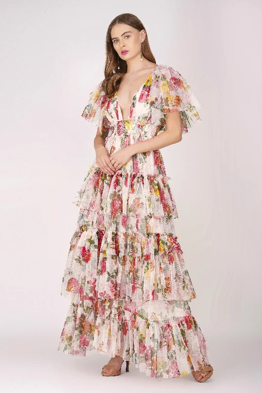 Jasmine Maxi Dress in Floral Print Boho Maxi Skirt