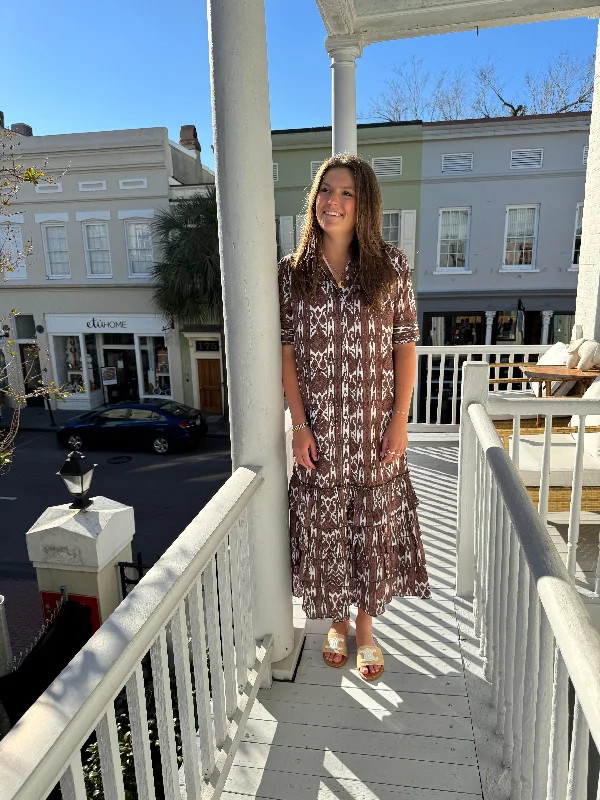 Lola Maxi Dress Brown Aztec Sexy Maxi Skirt