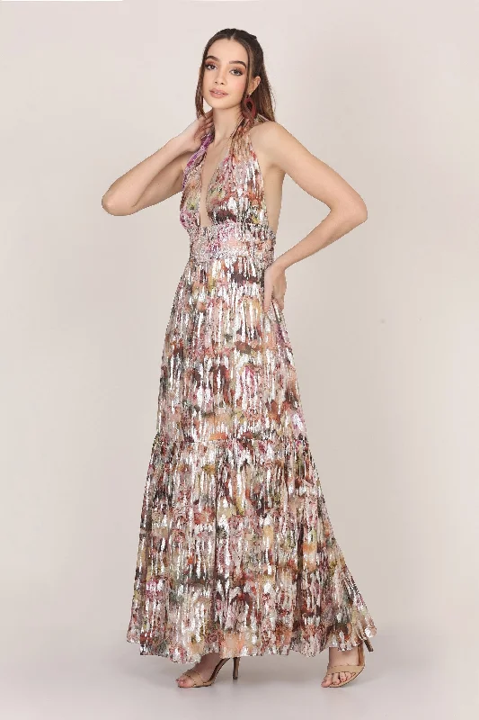 Noorex Metallic Printed Maxi Dress Maxi Skirt Collection
