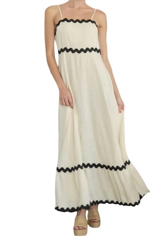 Ric Rac Sundress Maxi Dress In Natural Soft Flow Maxi