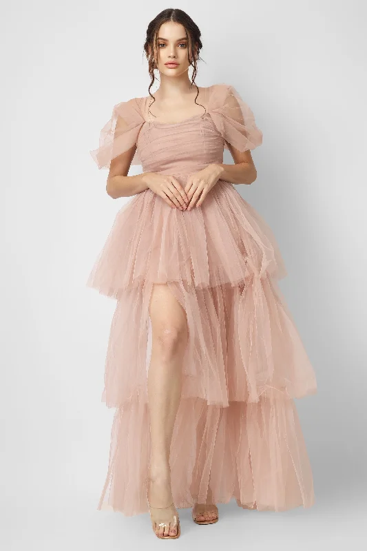 Sydney Pale Mauve Tulle Maxi Dress Layered Maxi Skirt