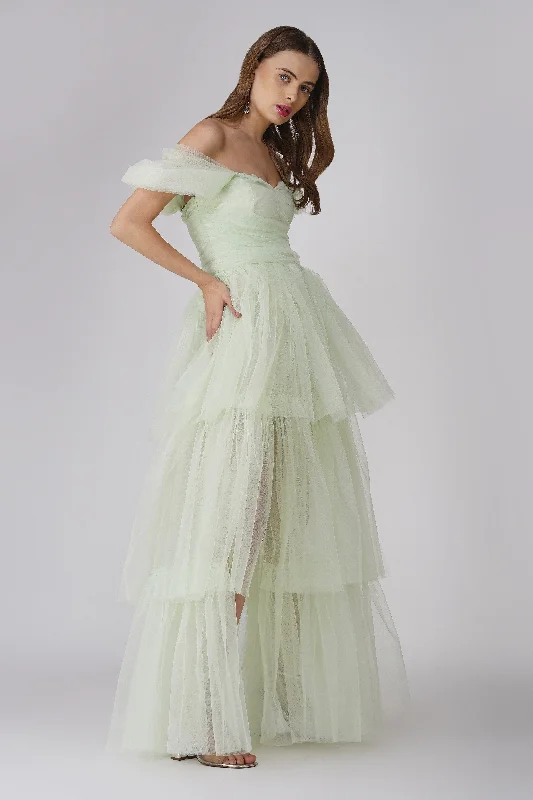Sydney Tulle Maxi Dress in Sage Chic Maxi Dress